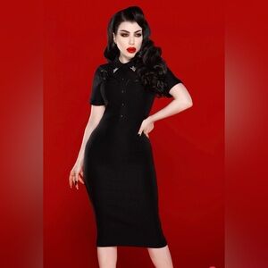 Retro Black Midi Pencil Dress